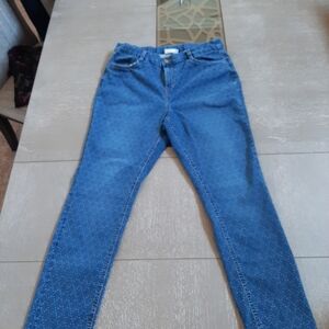 Denim&Co Blue Patterned Skinny Jeans